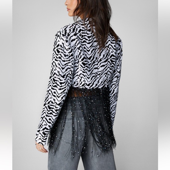 Nasty gal sequin zebra fringe crop blazer - Picture 4 of 4